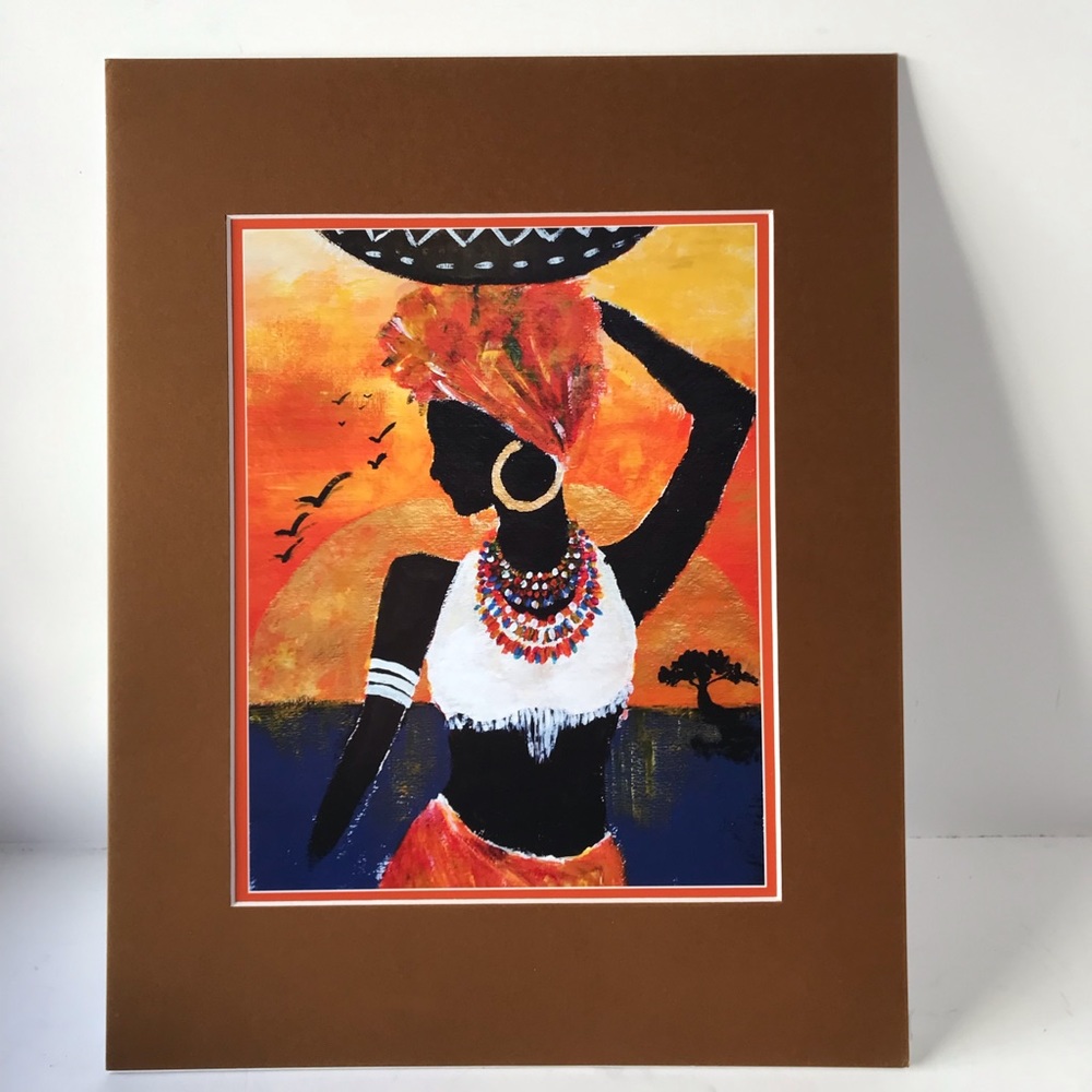 Beautiful African art matted high quality print size 11x14
